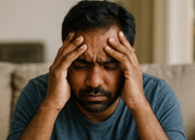 Man with hands on head in a state of distress or frustration