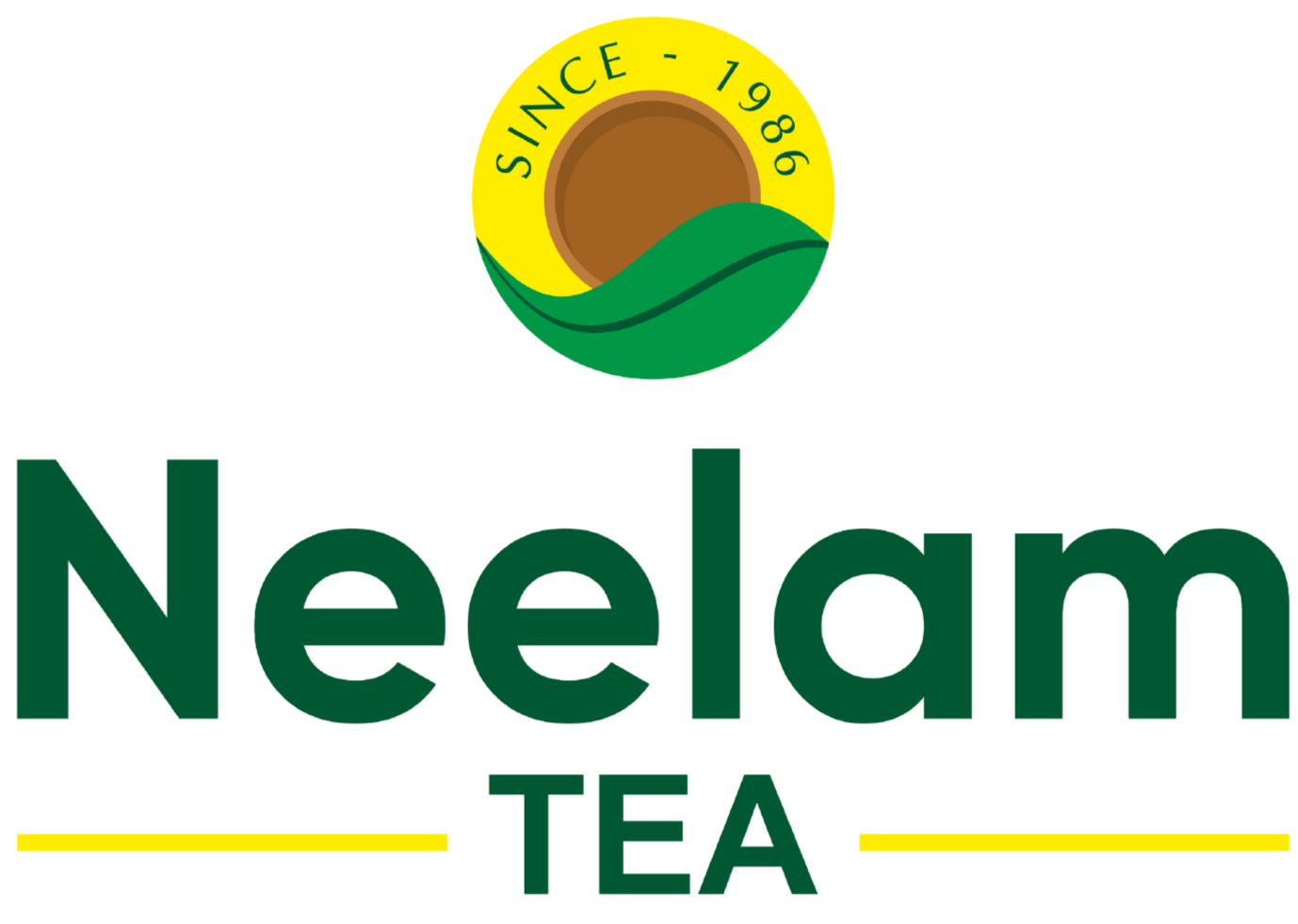 Neelam Tea logo with green text and a yellow and green circular design on a white background